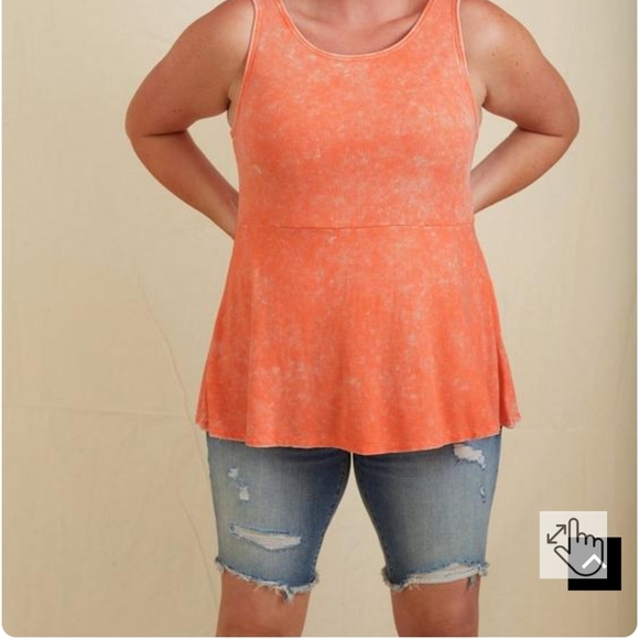 Torrid Tank Top Coral Ribbed Peplum- Ribbed Mineral Wash Size 3 NWOT - Picture 7 of 12